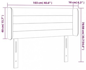 sötétszürke szövet LED-es fejtámla 103 x 16 x 78/88 cm