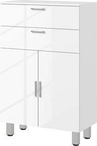 kleankin Modern Fürdőszobai Segédszekrény 2 Fiókkal, Állítható Polcokkal - Fürdőszobai Tárolóegység Nappalihoz, Hálószobához, Antitippert 35 kg, 60x30