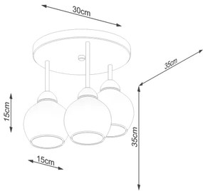 Sollux SL.1140 - Csillár rúdon ALINO 3xE27/60W/230V fekete