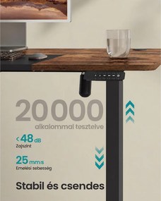 SONGMICS elektromos magasságállítható íróasztal, 140 × 60 cm, vintage barna-fekete