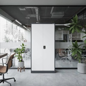 Fém iratszekrény JAN, 900 x 1850 x 400 mm, antracit-fehér