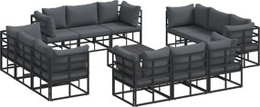 vidaXL Kerti Kanapé Szett 13 pcs Fekete Fém