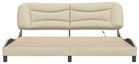 krémszínű szövet ágykeret LED-ekkel matrac nélkül 200 x 200 cm