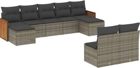 vidaXL 9 részes szürke polyrattan kerti ülőgarnitúra párnákkal
