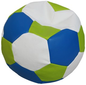 Mini babzsákfotel focilabda fehér kék zöld színben