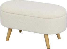 HOMCOM Tárolópad fedéllel, lábtartó előszobába, fa, szövethuzat, 82 x 41 x 45 cm, fehér