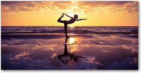 Fotó kép edzett üveg Jóga a tengerparton 140x70