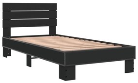 fekete szerelt fa és fém ágykeret 75 x 190 cm
