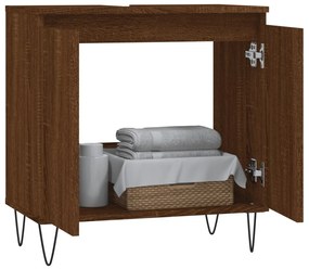 Barna tölgyszínű szerelt fa fürdőszobaszekrény 58x33x60 cm