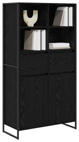 Széf fiókkal 2 pcs Fekete tölgy 81 x 36 x 150.5 cm Faanyag