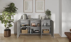 SNAKE háromajtós komód, betonhatású laminált testtel és szürke, díszített mintázatú előlapokkal