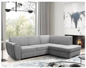 SERPA jobb oldali, kihúzható L-alakú sarokkanapé tárolóval, szürke