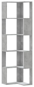 5 szintes betonszürke szerelt fa sarok könyvespolc 50x50x179 cm