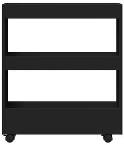 3 szintes fekete szerelt fa keskeny tárolókocsi