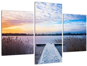 Kép - Befagyott tó, Ełk, Mazury, Lengyelország (90x60 cm)