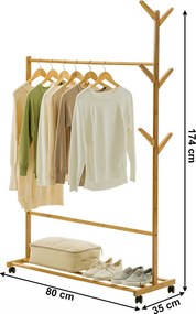 Kerekes akasztó, bambus, 80 cm széles, VIKIR TYP 2