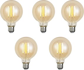 5 darabos készlet Smart E27 dimmelhető LED izzók G95 arany 7W 806 lm 1800-6500K