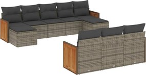 vidaXL 10 részes szürke polyrattan kerti ülőgarnitúra párnákkal