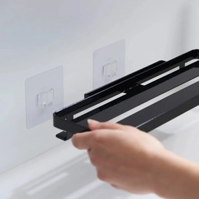 Matt fekete öntapadós acél fürdőszobai polc Film Hook – YAMAZAKI