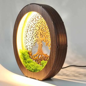 Életfa LED lámpa fából és mohából | ZIVENA