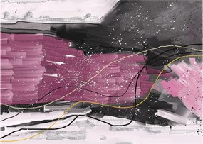 Kép - Rózsaszín-fekete absztrakció (üvegen) (70x50 cm)