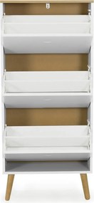 Dot fehér cipősszekrény tölgyfa dekorral, 3 billenős fiókkal - Tenzo