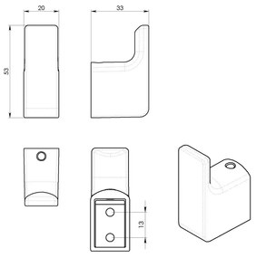 GEDY PI2788 Pirenei horog 2 db, arany matt