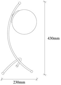 Fekete-fehér asztali lámpa üveg búrával (magasság 43 cm) Yay – Opviq lights
