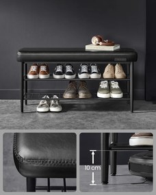 VASAGLE EKHO modern műbőr cipős pad, 100 cm, tintafekete