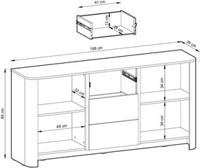 Sorrenti komód 168 cm fiókokkal – kasmír / arany