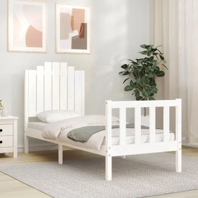 fehér tömör fa ágykeret fejtámlával Small Single