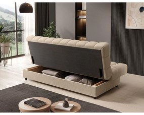 Bézs buklé kinyitható-tárolóhelyes kanapé 197 cm Clareta – ELTAP