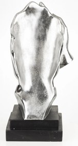 Bond design ezüst emberi arc kézfejjel műanyag mellszobor asztali dekoráció fekete talpon 54x23x23cm