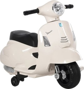 HOMCOM Gyerek Elektromos Vespa Motorkerékpár - LED Fénnyel, Hanggal, Gyermek Elektromos Motor 18-36 Hónaposoknak - Fehér | Aosom