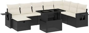 vidaXL 9 részes fekete polyrattan kerti ülőgarnitúra párnákkal