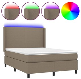 tópszínű szövet rugós és LED-es ágy matraccal 140x200 cm