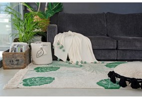 Zöld-krémszínű mosható kézi szövésű pamut gyerek szőnyeg 140x200 cm Tropical Green – Lorena Canals
