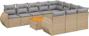 vidaXL 11 részes bézs polyrattan kerti ülőgarnitúra párnákkal