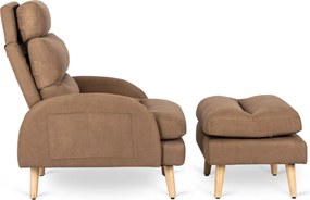 Pihenőfotel barna színben, lábtartóval HENRY