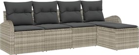 vidaXL Kerti Kanapé Szett 5 pcs Világosszürke polirattan