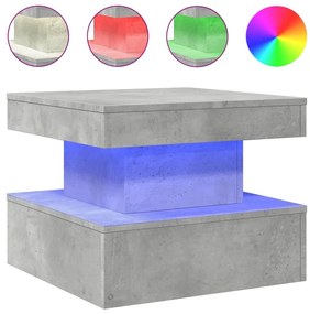Betonszürke dohányzóasztal LED-lámpákkal 50 x 50 x 40 cm