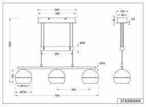 Trio - Csillár zsinóron FLETCHER 3xE14/40W/230V matt króm