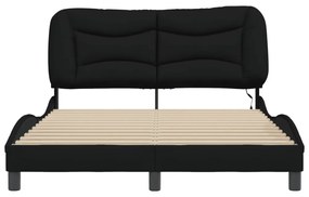 fekete szövet ágykeret LED-es matrac nélkül 140x200 cm
