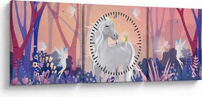 Kép - egyszarvú alatt egy varázslatos erdőben (órával) (90x30 cm)