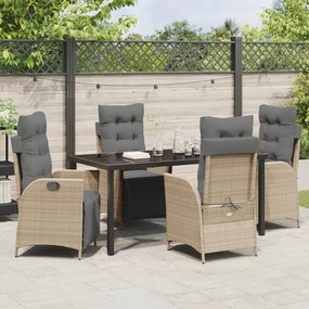 5 darabos kert étkező szett krémbézs poly rattan