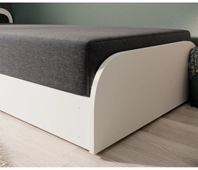 Fehér-sötétszürke kárpitozott-forgácslemez ágyneműtartós egyszemélyes ágy matraccal 80x190 cm Parys – ELTAP