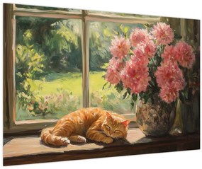 Kép - Macska az ablakban (90x60 cm)