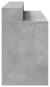 betonszürke szerelt fa íróasztal LED-világítással 140x55x91 cm