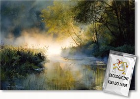 Fotótapéta Flizelina Tájkép Folyó Bozót Nap Köd 350x250 ragasztó