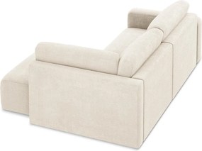 Krémszínű zsenília kinyitható-tárolóhelyes sarokkanapé (jobb oldali-L alakú) Kona – Makamii
